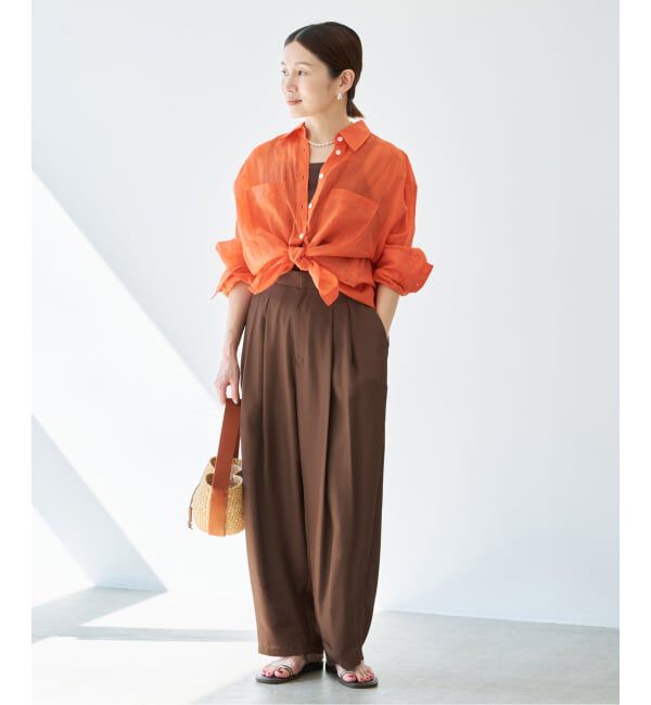 IENA「《洗濯機洗い可》UVカット/接触冷感 ツイルコクーンスラックス」|スラックス|