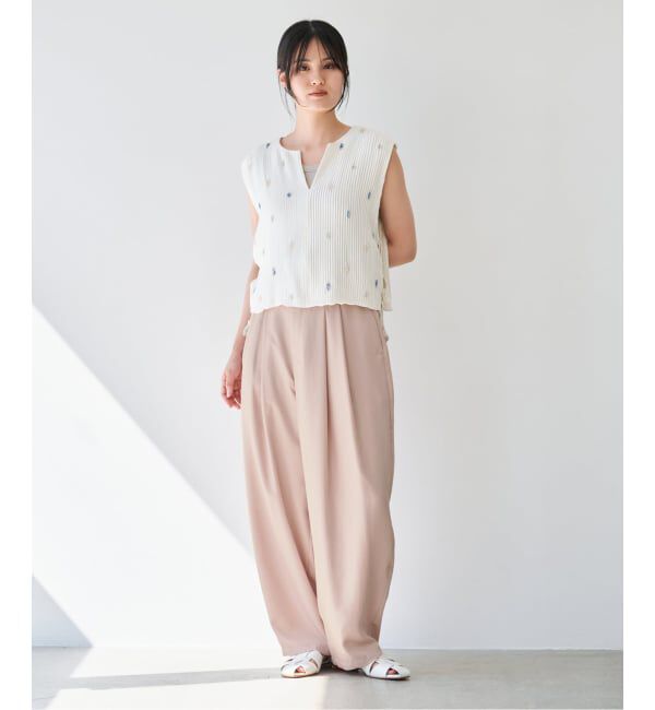 IENA「《洗濯機洗い可》UVカット/接触冷感 ツイルコクーンスラックス」|スラックス|