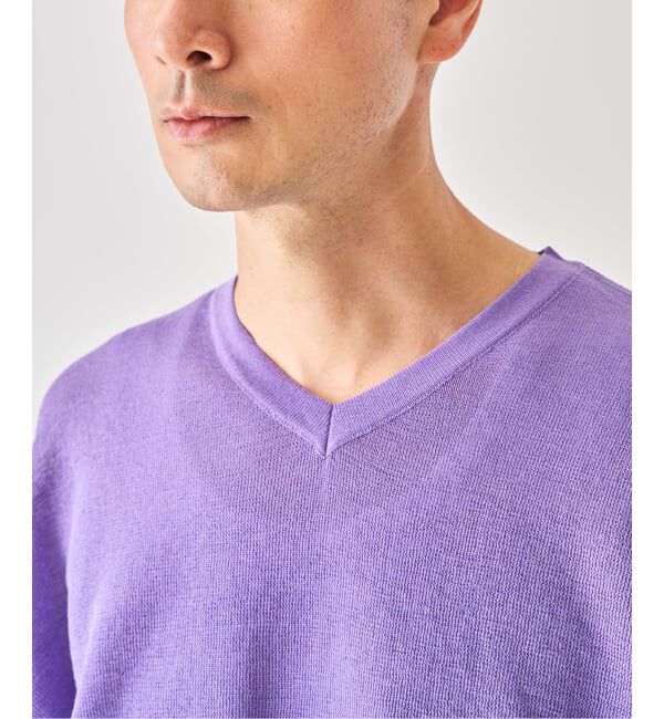 EDIFICE「《予約》LINEN LUXE Vネック ニット」|Tシャツ・カットソー|