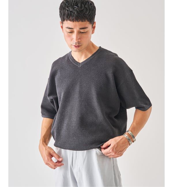 EDIFICE「《予約》LINEN LUXE Vネック ニット」|Tシャツ・カットソー|
