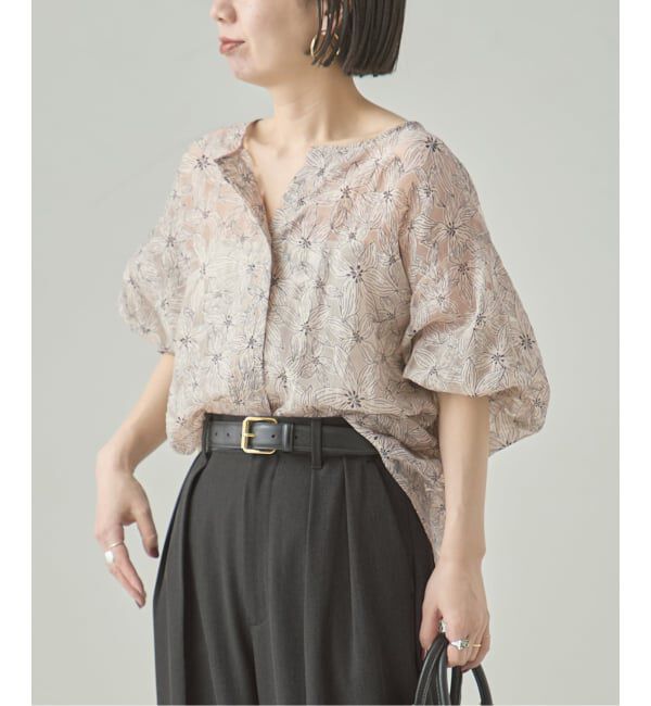 journal standard L'essage「《追加》オーガンジーニュアンスノーカラーシャツ」|シャツ・ブラウス|ブラック