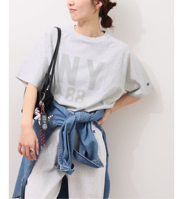 JOURNAL STANDARD relume「別注【Champion/チャンピオン】16s/1 Jersey TEE Bleach Wash：Tシャツ」|Tシャツ・カットソー|グレーB