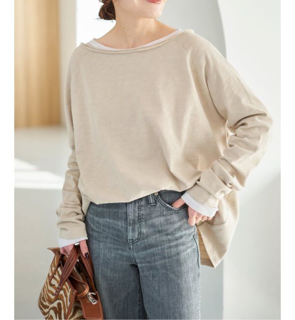 Spick and Span「《WEB限定 / 追加》コットンスラブクルーネックプルオーバー」|Tシャツ・カットソー|ベージュ