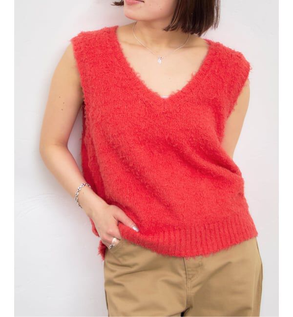 U by SPICK&SPAN「コットンシャギーニットベスト」|ベスト・ジレ|レッド