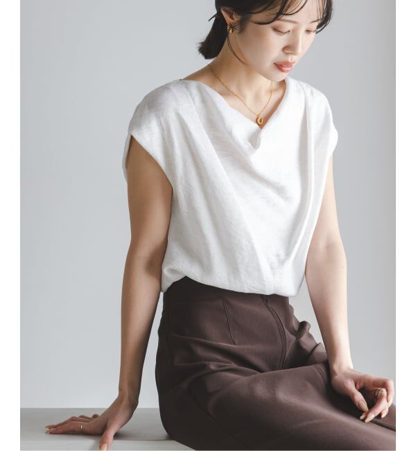 NOBLE「《セットアップ対応》ファジーリネンタックショルダーブラウス」|シャツ・ブラウス|