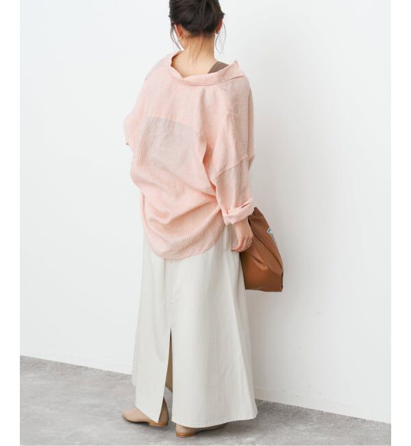 Spick and Span「《ゆったりサイズ》追加 80リネンカシュクール ビッグシャツ」|シャツ・ブラウス|