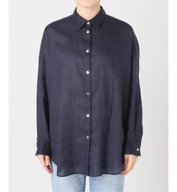 Spick and Span「《ゆったりサイズ》追加 80リネンカシュクール ビッグシャツ」|シャツ・ブラウス|