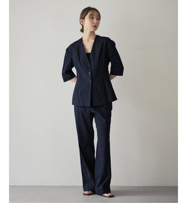 NOBLE「ELENI/エルニ ラスターストレッチパンツ」|スラックス|