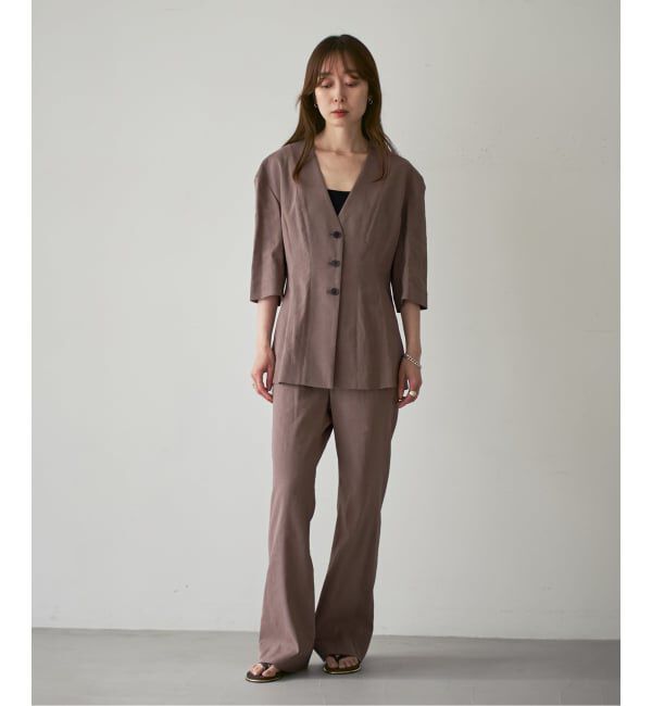 NOBLE「ELENI/エルニ ラスターストレッチパンツ」|スラックス|