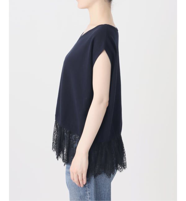 Spick and Span「《予約》レースドッキング2WAYフレンチスリーブニットプルオーバー」|ニット・セーター|