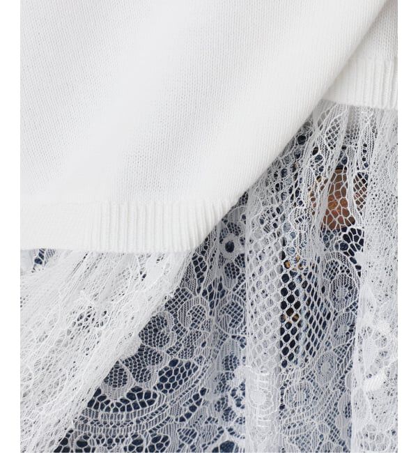 Spick and Span「《予約》レースドッキング2WAYフレンチスリーブニットプルオーバー」|ニット・セーター|