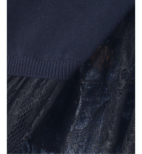 Spick and Span「《予約》レースドッキング2WAYフレンチスリーブニットプルオーバー」|ニット・セーター|