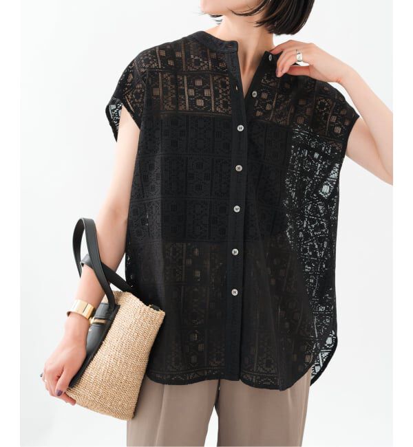 Spick and Span「《追加予約》PEレースフレンチスリーブシャツ」|シャツ・ブラウス|