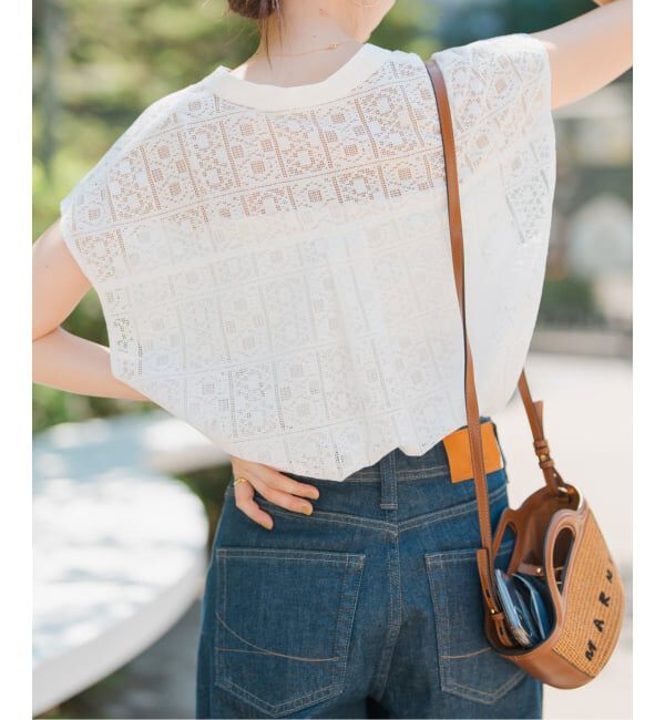 Spick and Span「《追加予約》PEレースフレンチスリーブシャツ」|シャツ・ブラウス|