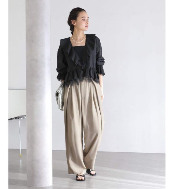  「【洗える】タックボタンパンツ」|スラックス|