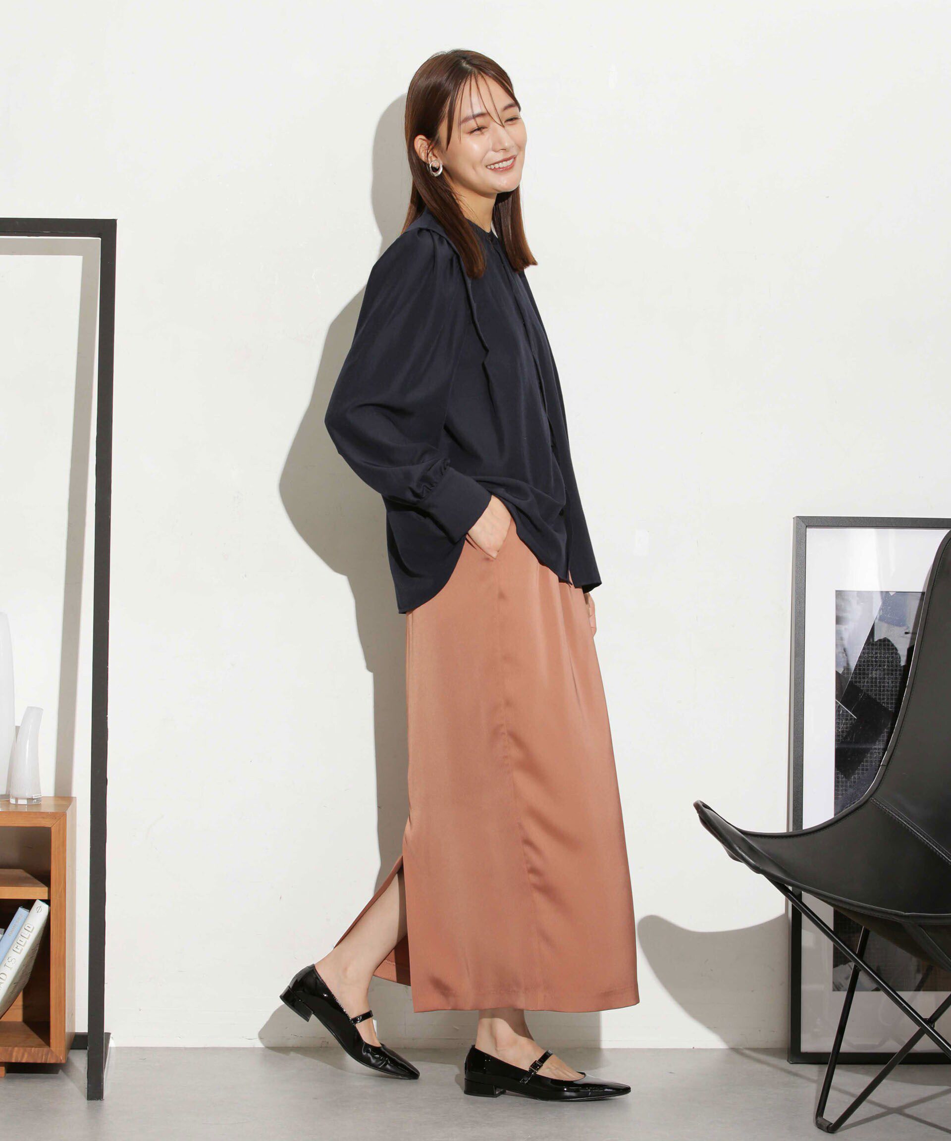 nano･universe「マットサテンIラインスカート」|スカート|