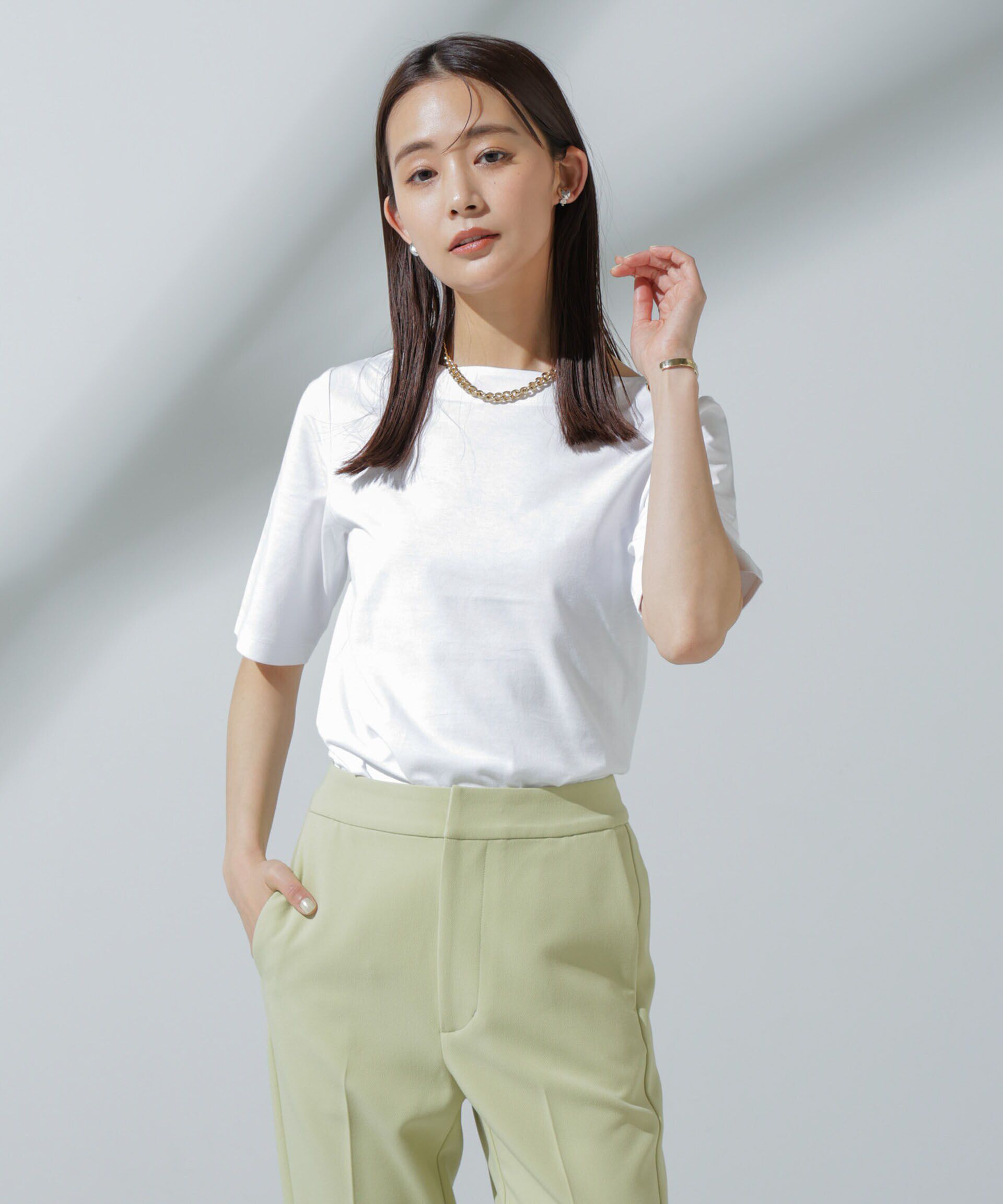 nano･universe「Anti Soaked(R) 汗染み防止 ボートネックTシャツ」|Tシャツ・カットソー|