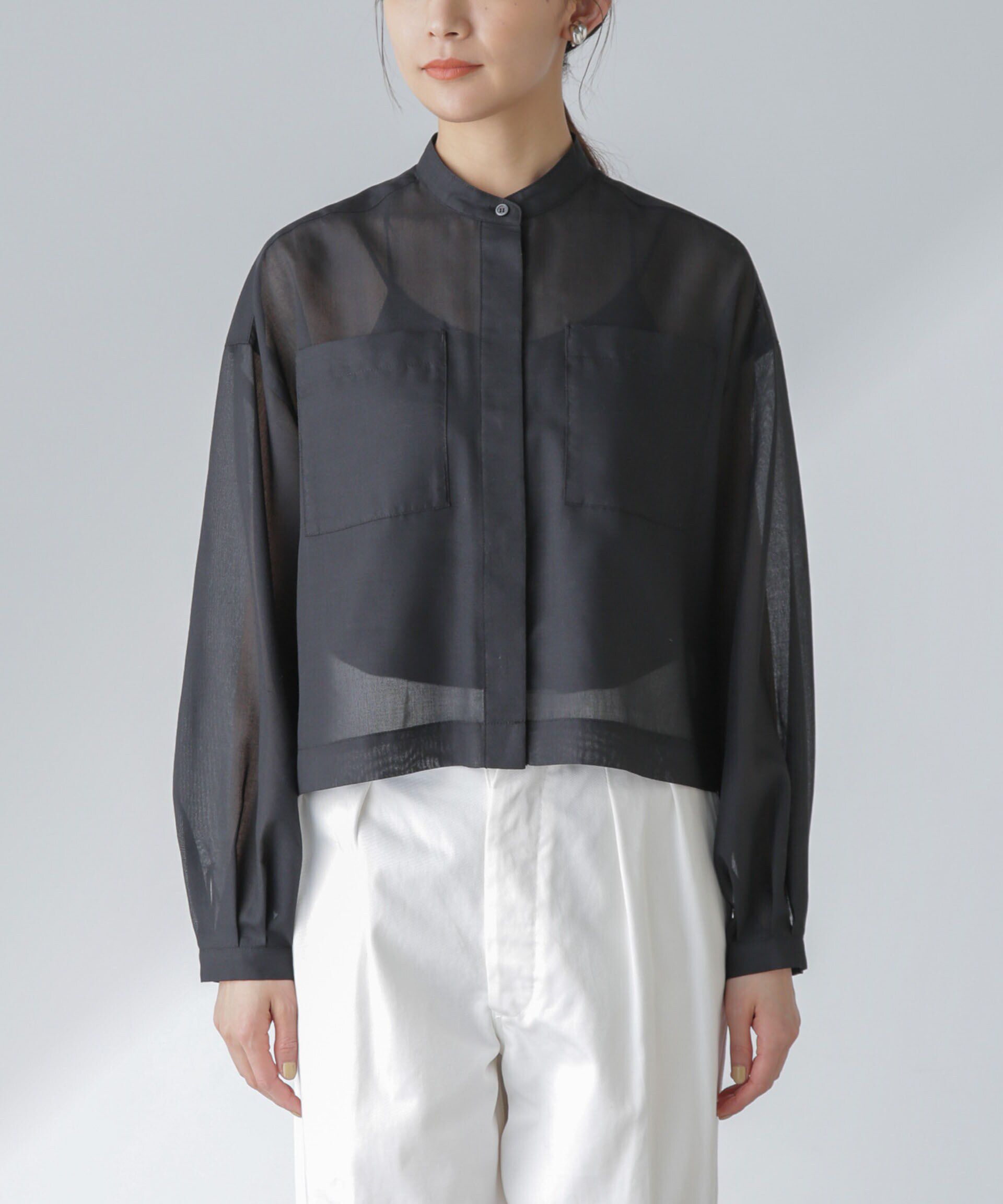 nano･universe「タックスリーブシアーポケットシャツ」|シャツ・ブラウス|