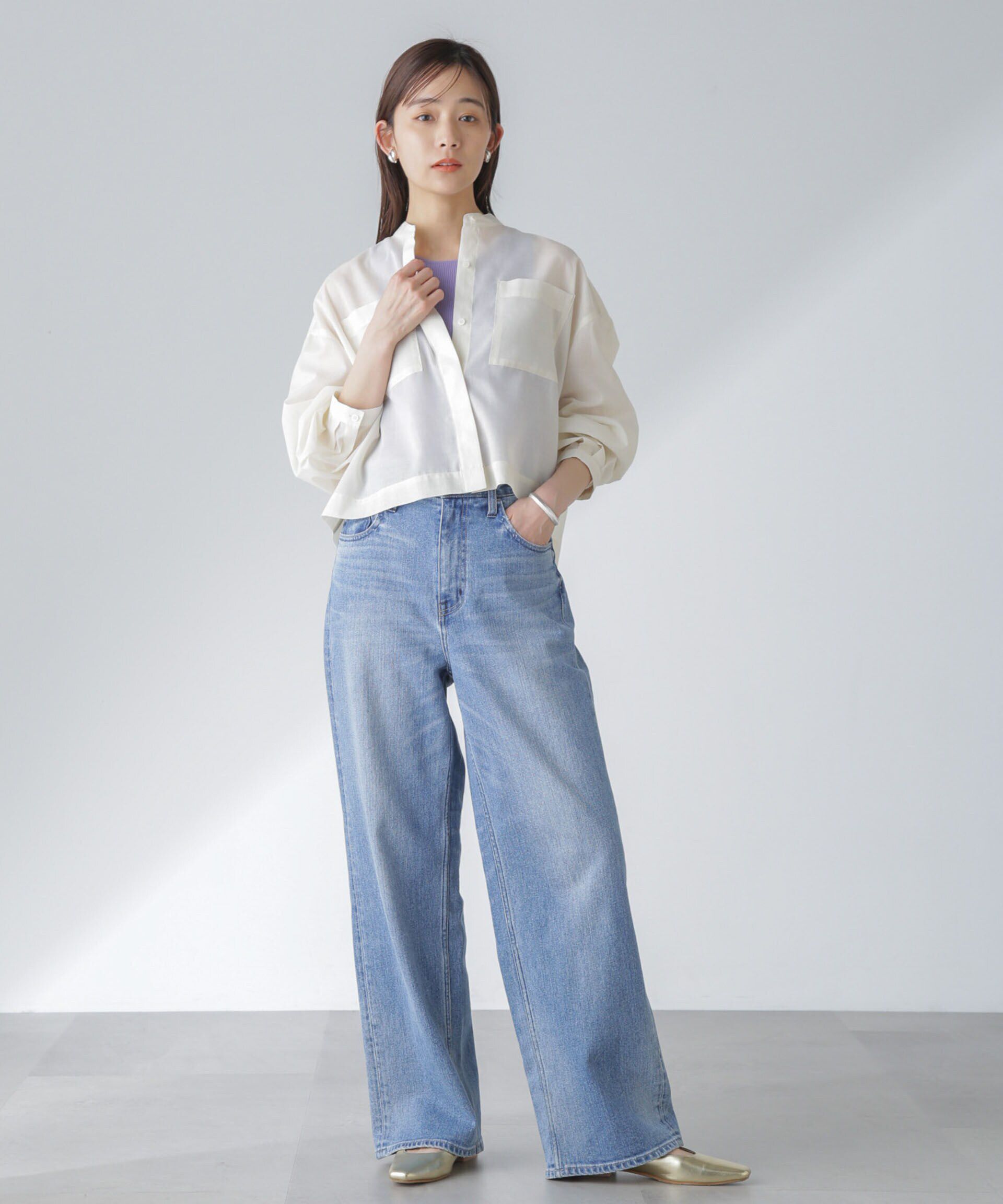 nano･universe「タックスリーブシアーポケットシャツ」|シャツ・ブラウス|