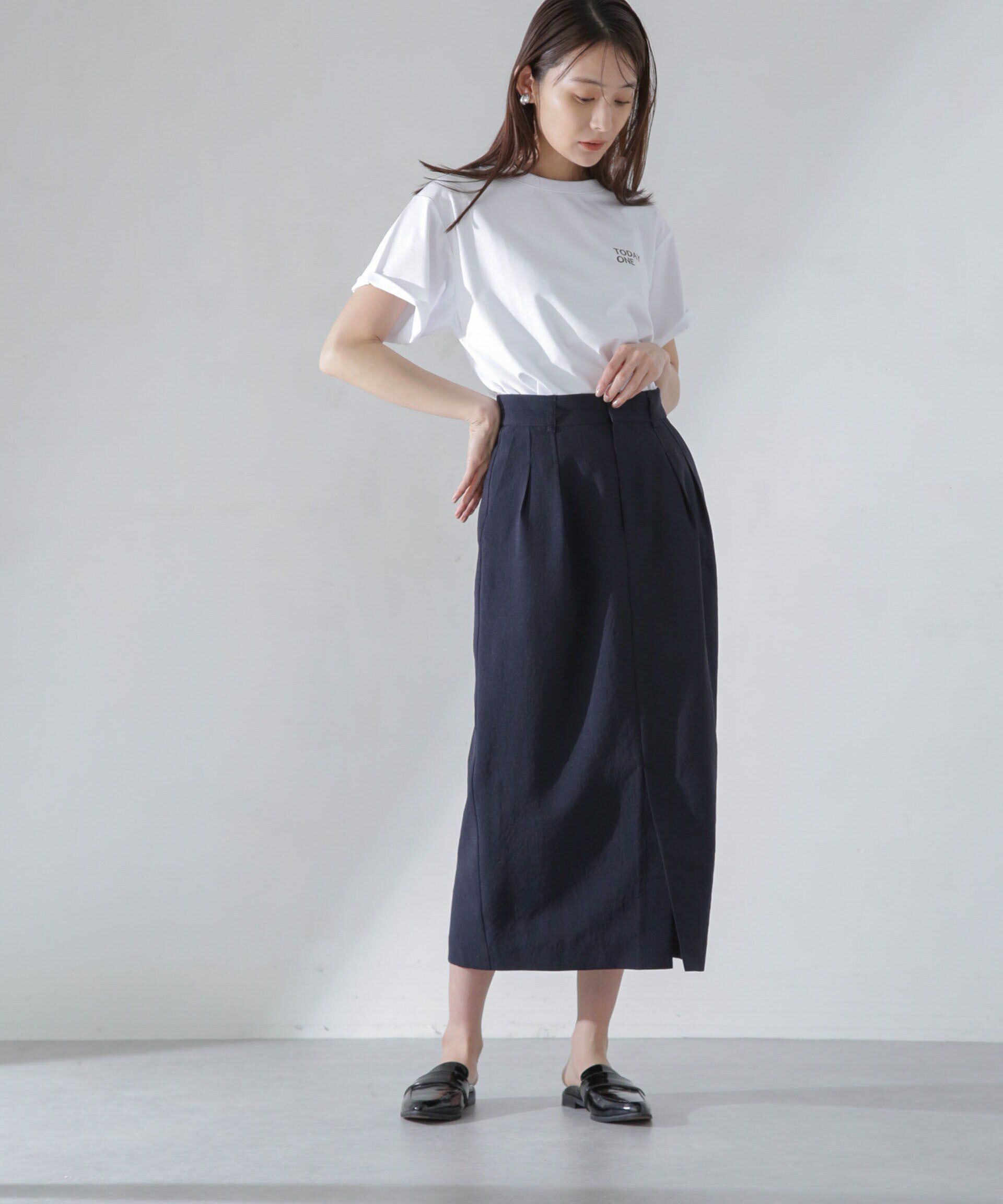 nano･universe「<洗濯機使用可><ﾉﾝｱｲﾛﾝ>ﾒﾗﾝｼﾞﾄﾞﾗｲ ｿﾌﾄｺｸｰﾝｽｶｰ  」|スカート|