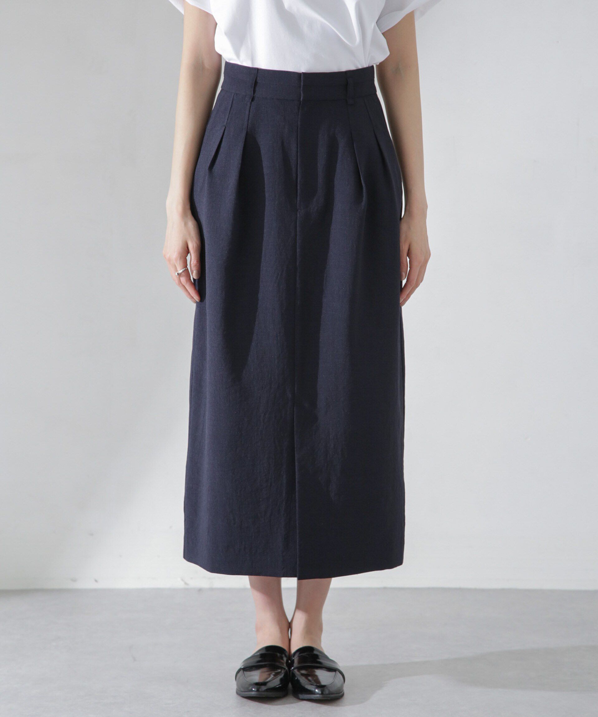 nano･universe「<洗濯機使用可><ﾉﾝｱｲﾛﾝ>ﾒﾗﾝｼﾞﾄﾞﾗｲ ｿﾌﾄｺｸｰﾝｽｶｰ  」|スカート|