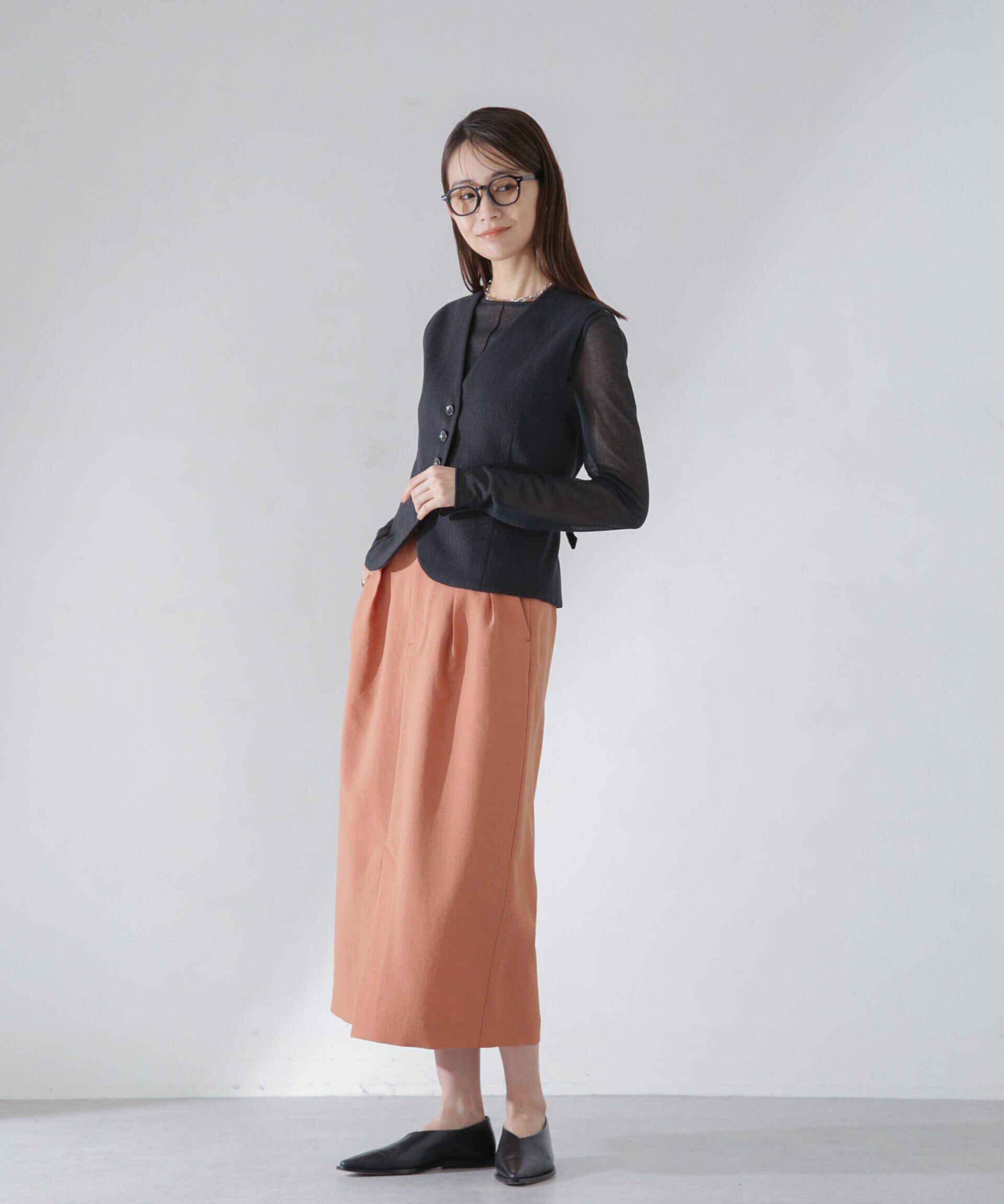 nano･universe「<洗濯機使用可><ﾉﾝｱｲﾛﾝ>ﾒﾗﾝｼﾞﾄﾞﾗｲ ｿﾌﾄｺｸｰﾝｽｶｰ  」|スカート|