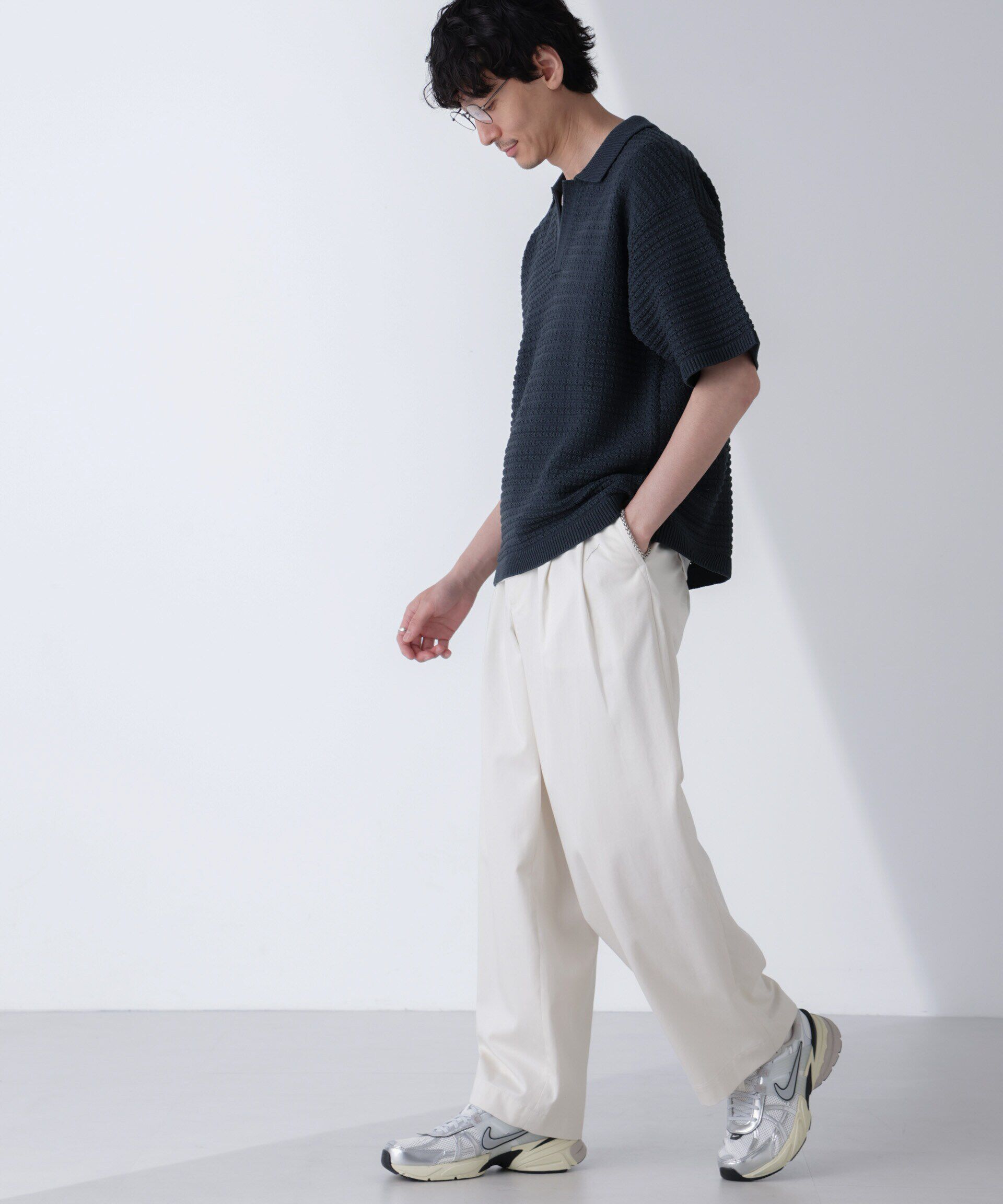 nano･universe「アイレットジャガードボーダーポロシャツ 半袖」|Tシャツ・カットソー|