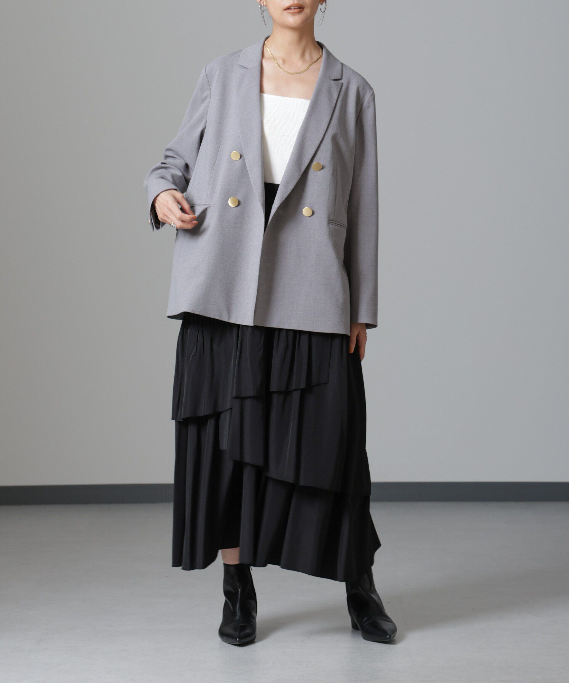 nano･universe「オーバーラップティアードスカート」|スカート|