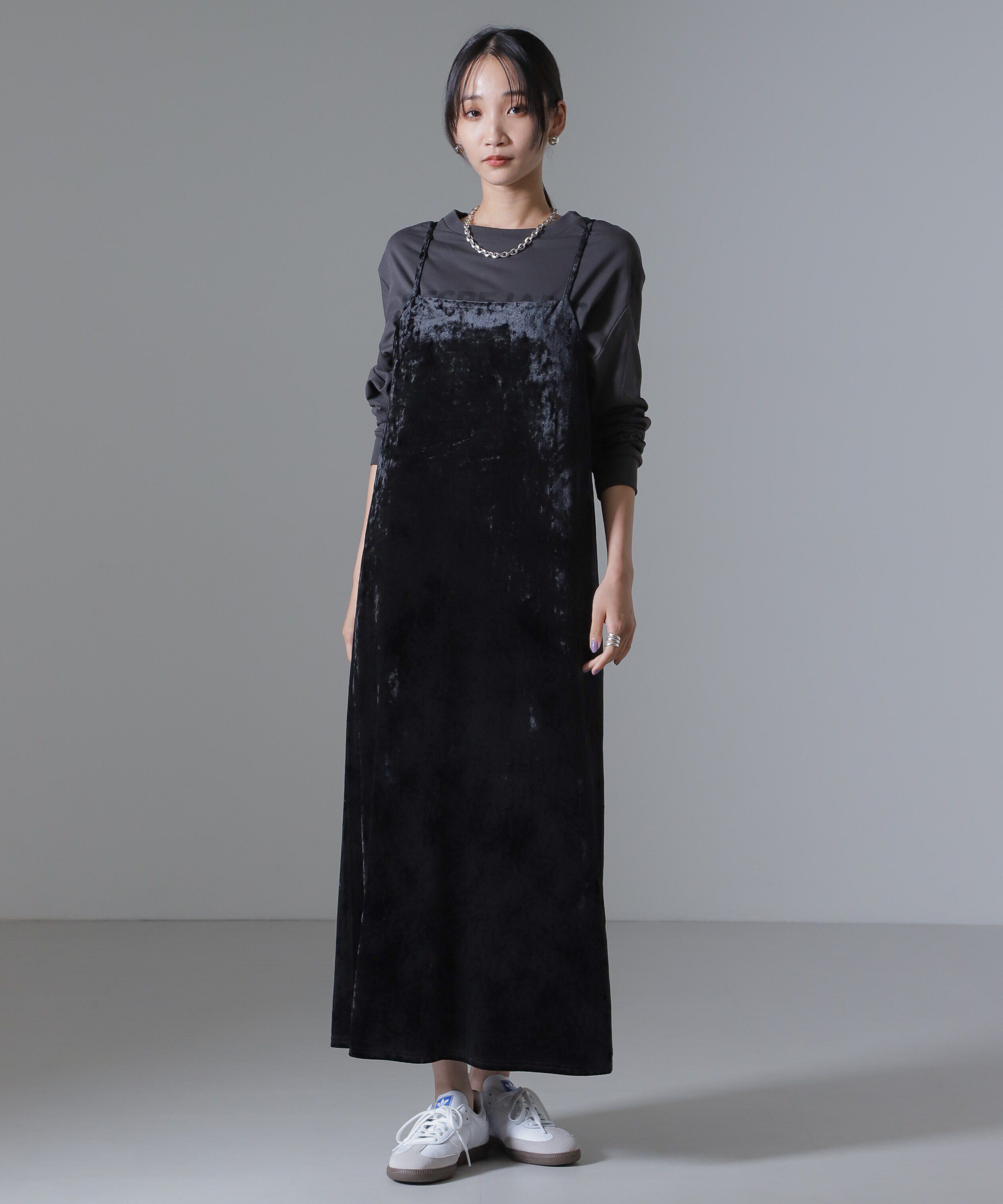 nano･universe「ベロアキャミソールワンピース（セットアップ可）」|ワンピース|