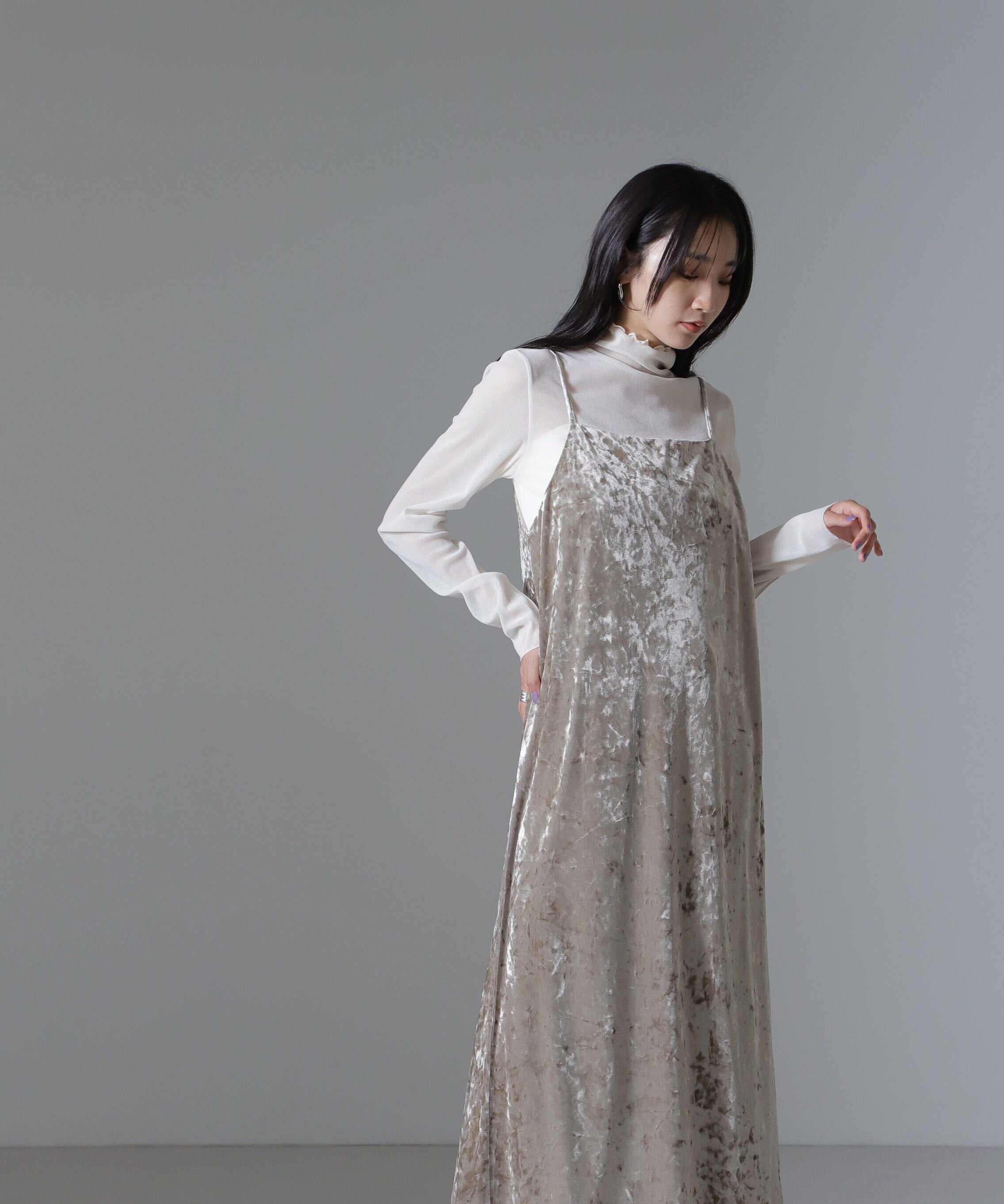 nano･universe「ベロアキャミソールワンピース（セットアップ可）」|ワンピース|