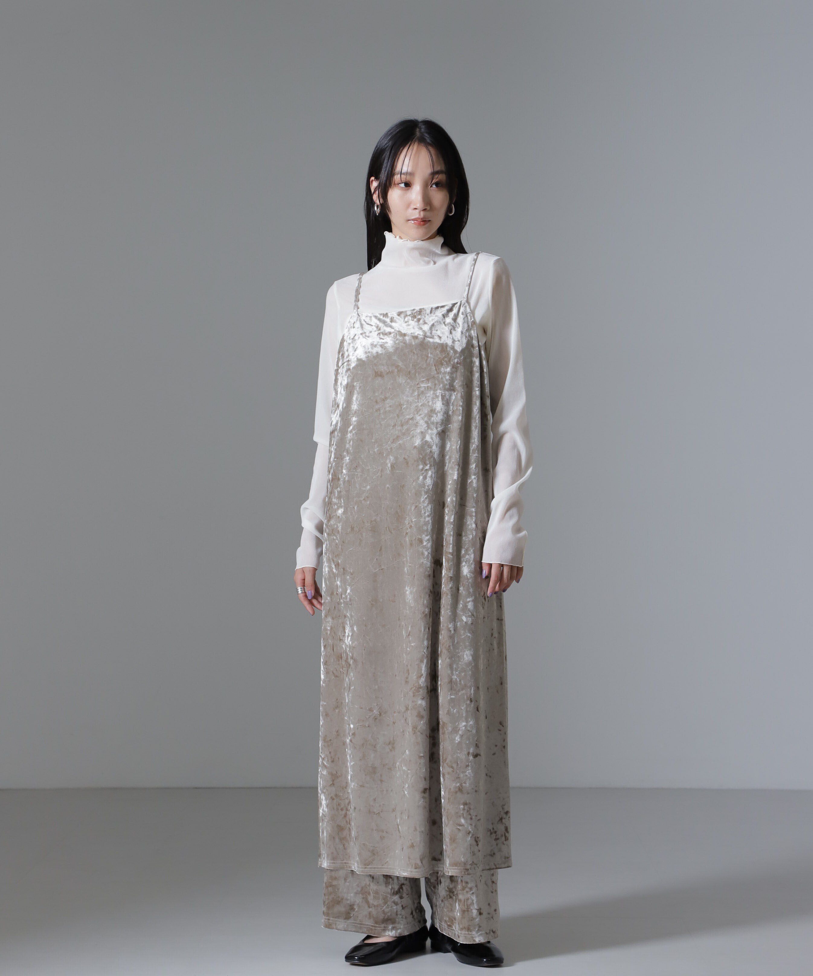 nano･universe「ベロアキャミソールワンピース（セットアップ可）」|ワンピース|