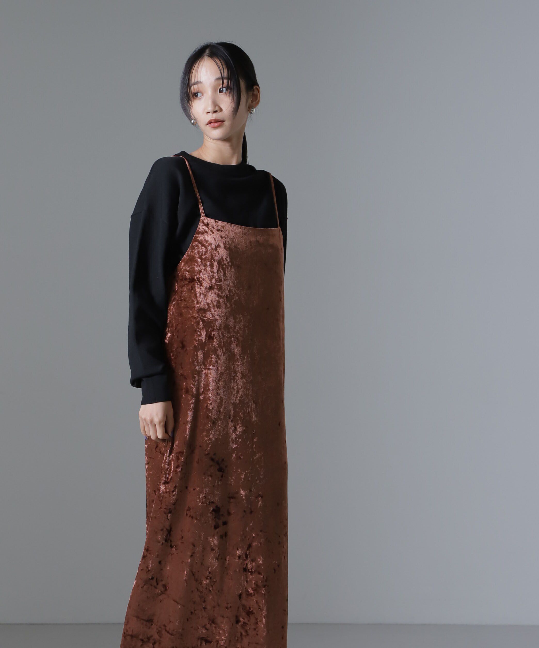 nano･universe「ベロアキャミソールワンピース（セットアップ可）」|ワンピース|