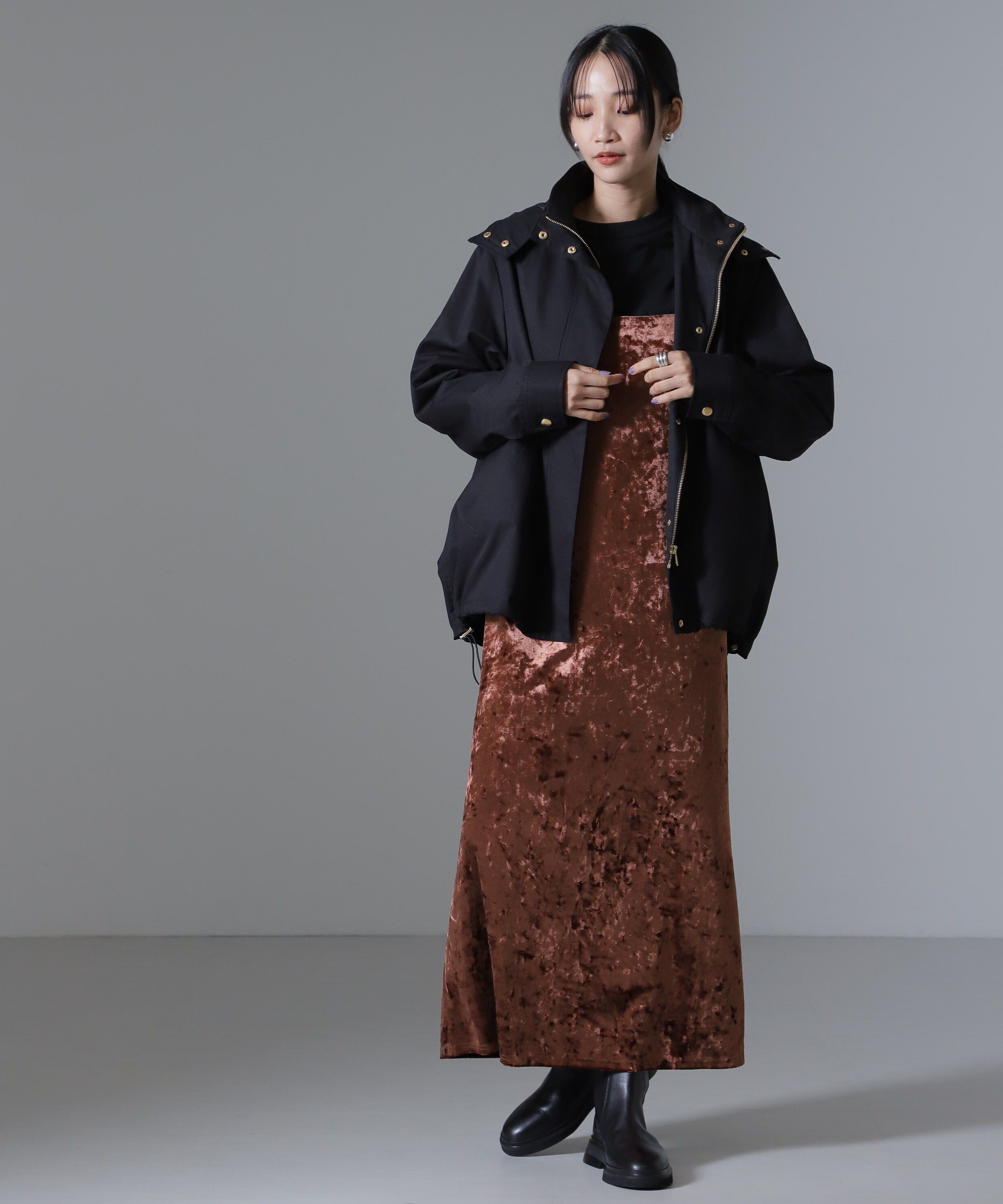 nano･universe「ベロアキャミソールワンピース（セットアップ可）」|ワンピース|