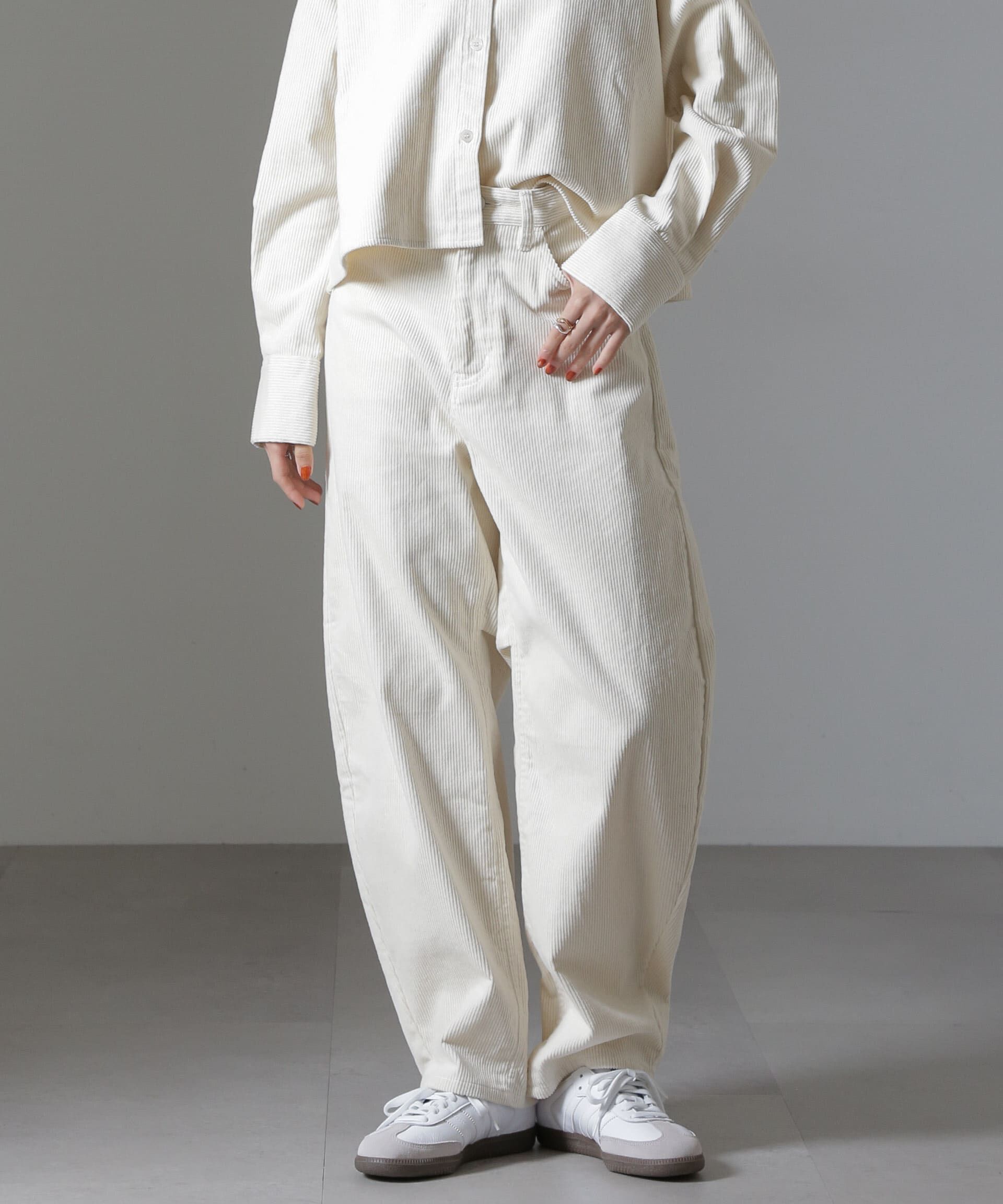 nano･universe「コーデュロイワイドカーブパンツ（セットアップ可）」|チノ|