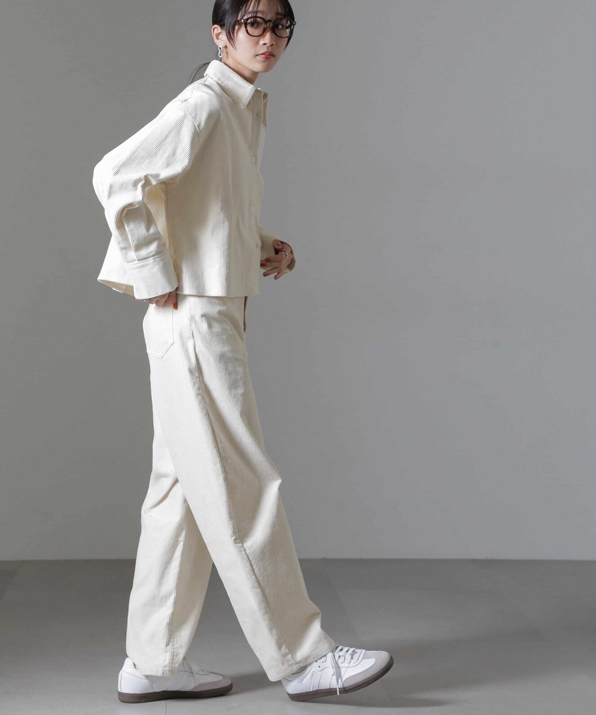 nano･universe「コーデュロイワイドカーブパンツ（セットアップ可）」|チノ|