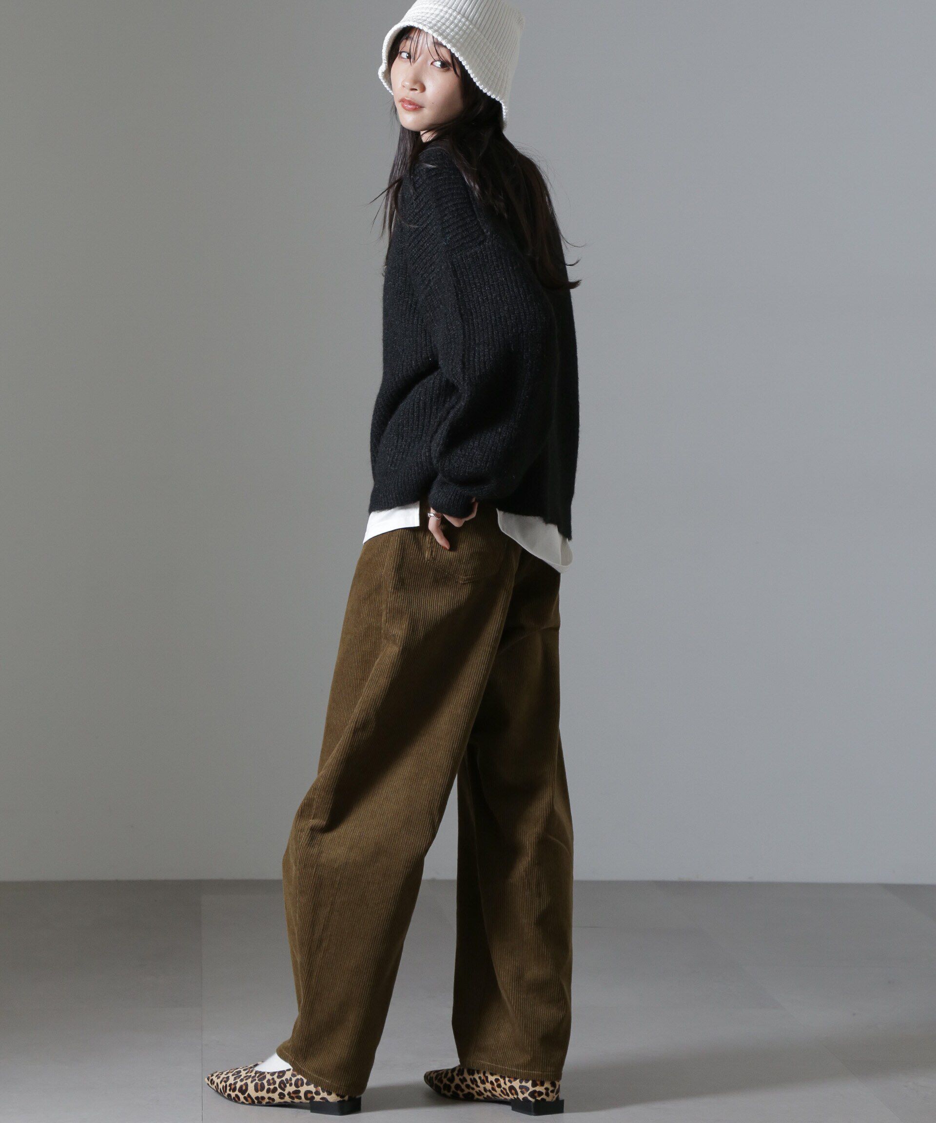 nano･universe「コーデュロイワイドカーブパンツ（セットアップ可）」|チノ|