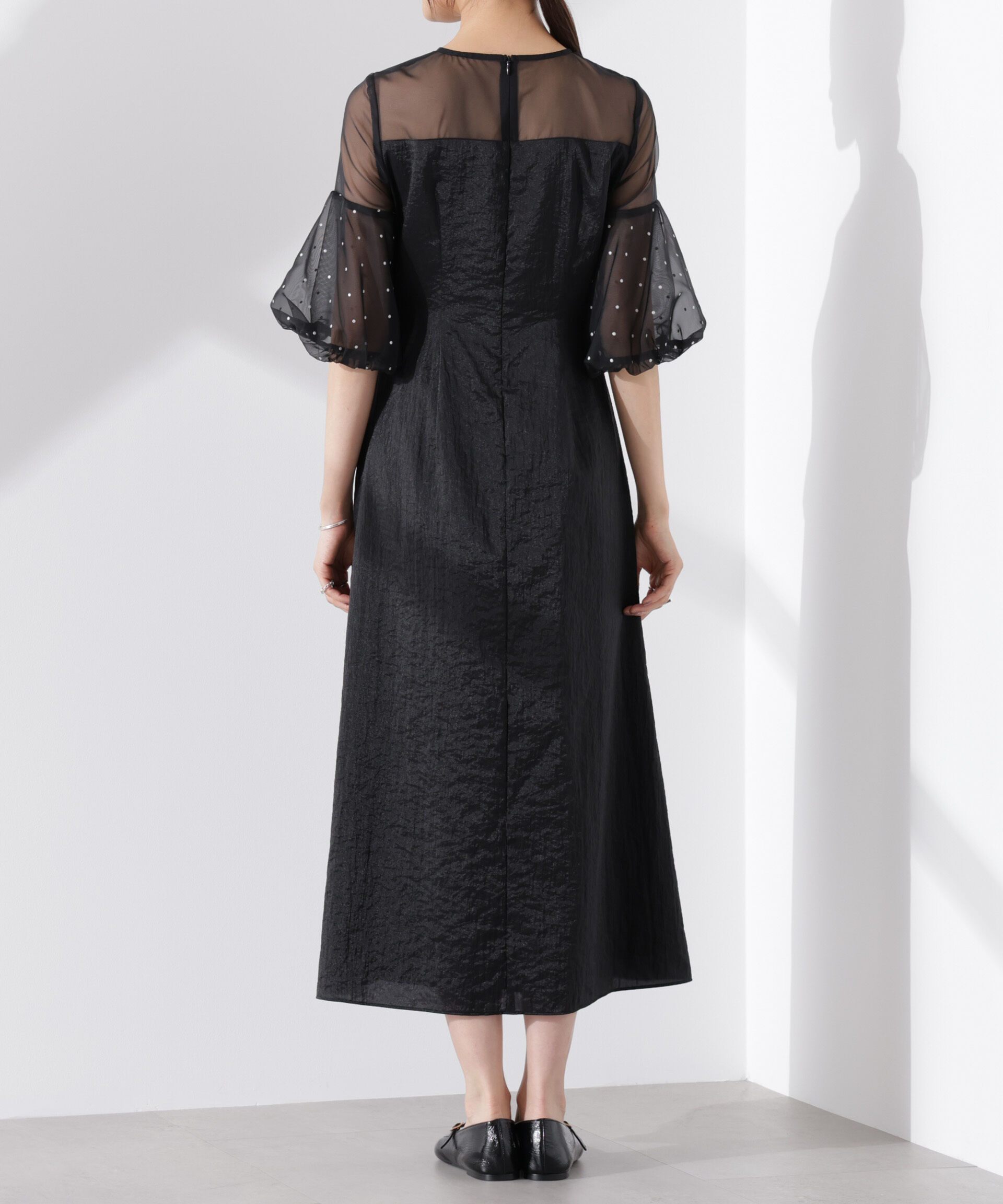 nano･universe「kaene/デザインオーガンミックスドレス」|ワンピース|