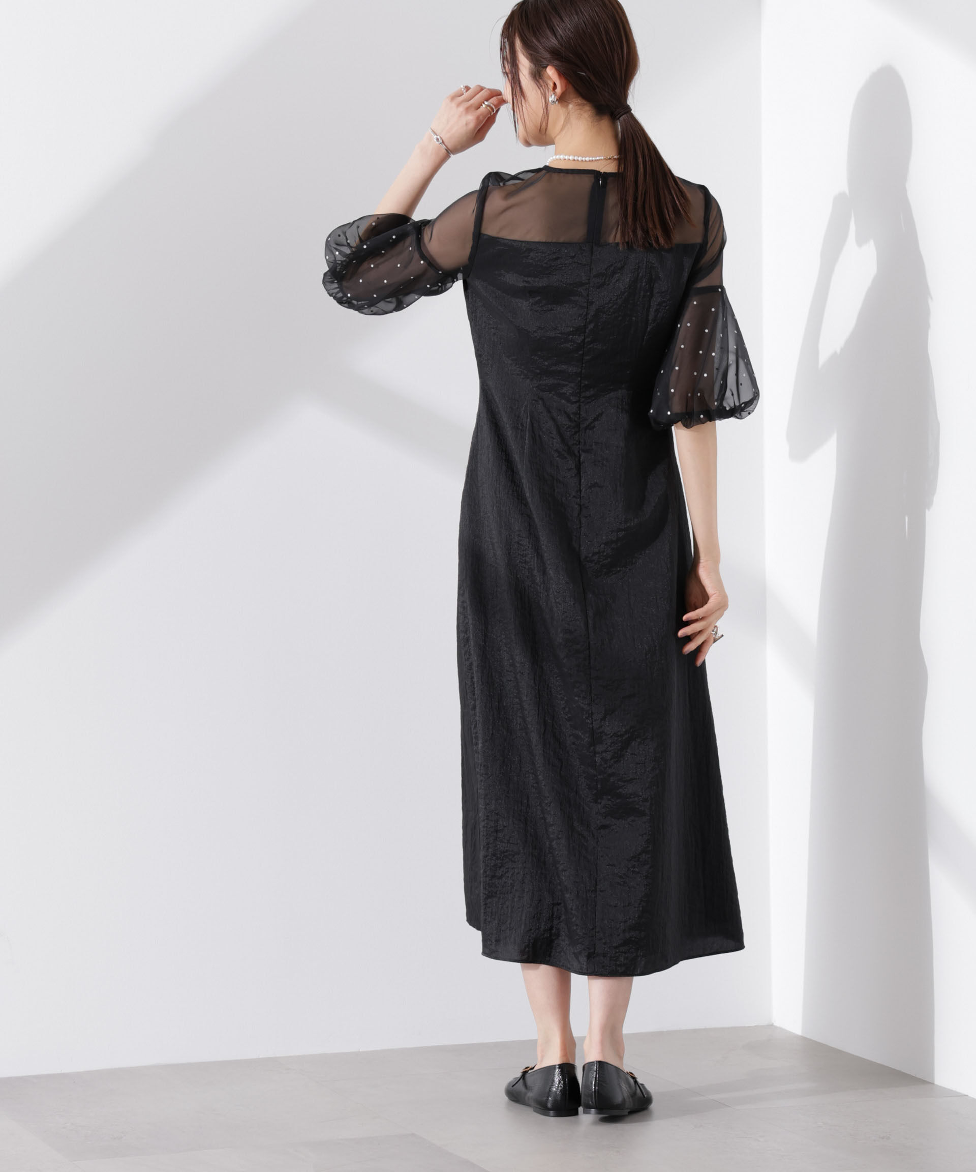 nano･universe「kaene/デザインオーガンミックスドレス」|ワンピース|