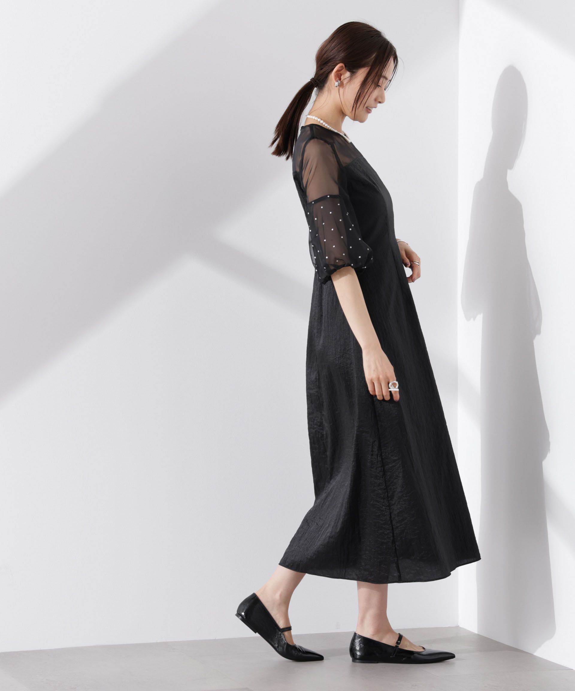 nano･universe「kaene/デザインオーガンミックスドレス」|ワンピース|