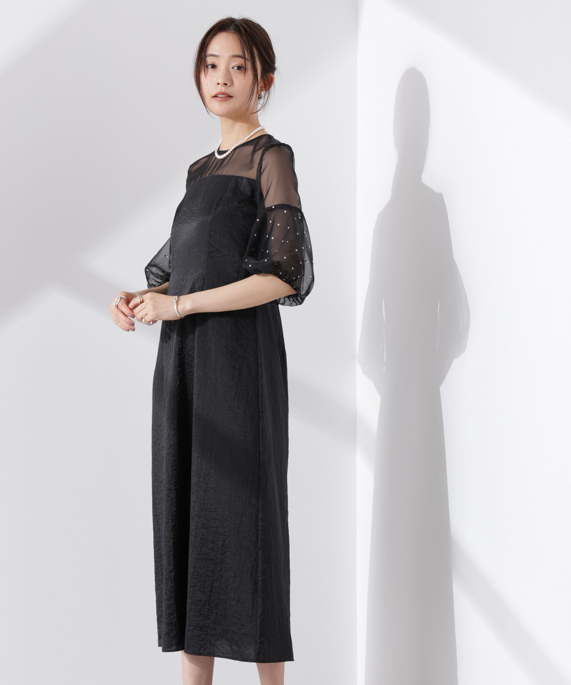 nano･universe「kaene/デザインオーガンミックスドレス」|ワンピース|