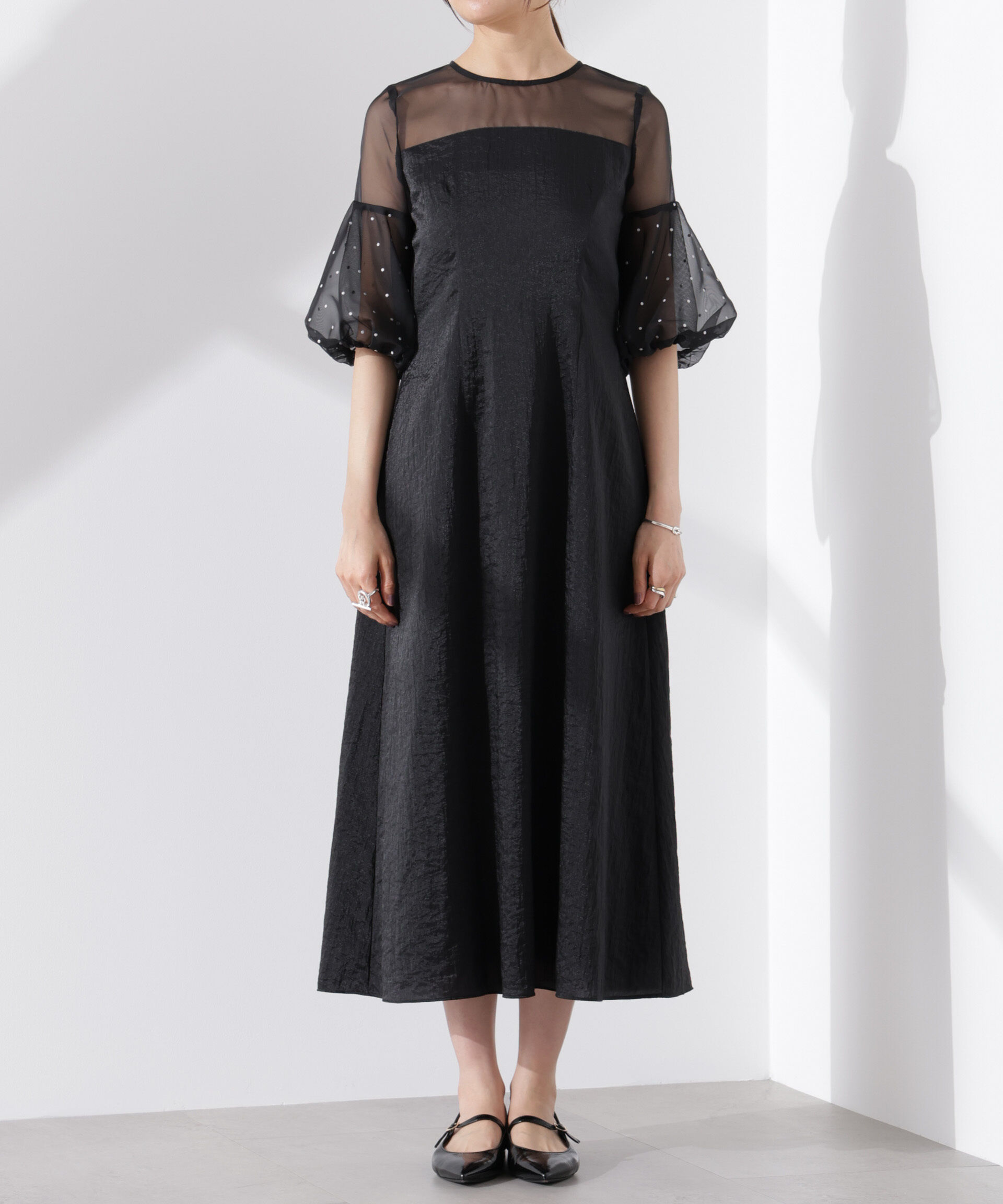 nano･universe「kaene/デザインオーガンミックスドレス」|ワンピース|