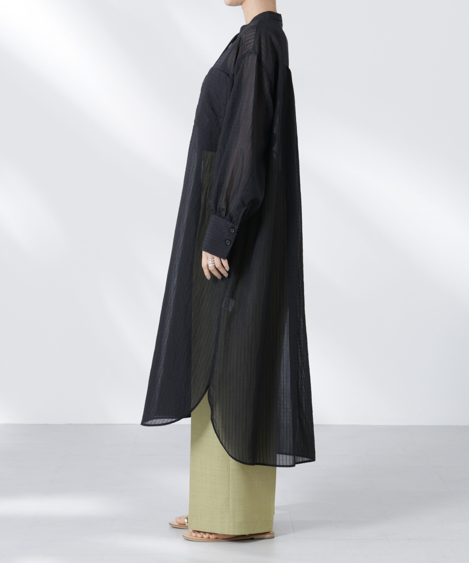 nano･universe「シアーストライプシャツワンピース」|ワンピース|