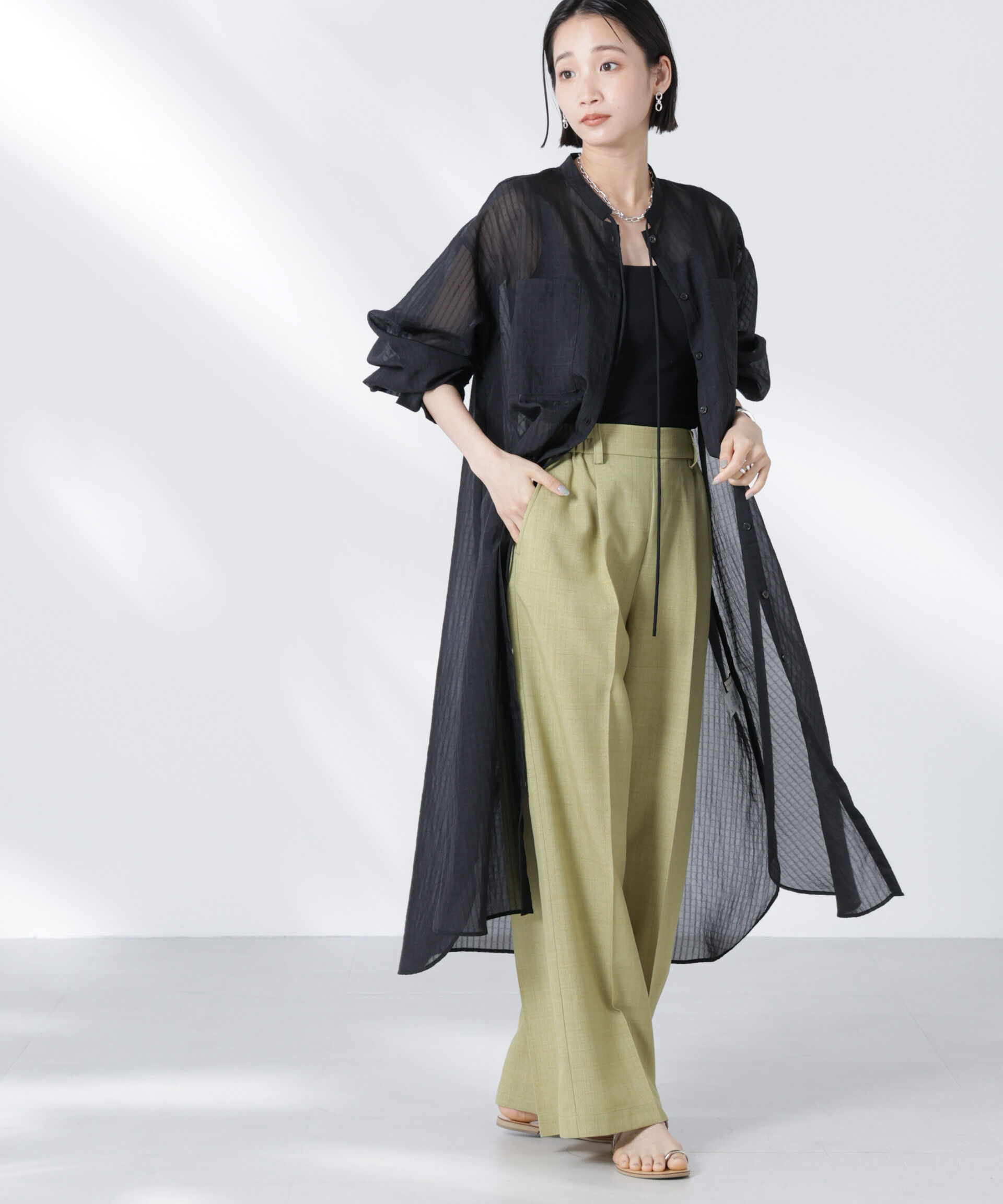 nano･universe「シアーストライプシャツワンピース」|ワンピース|