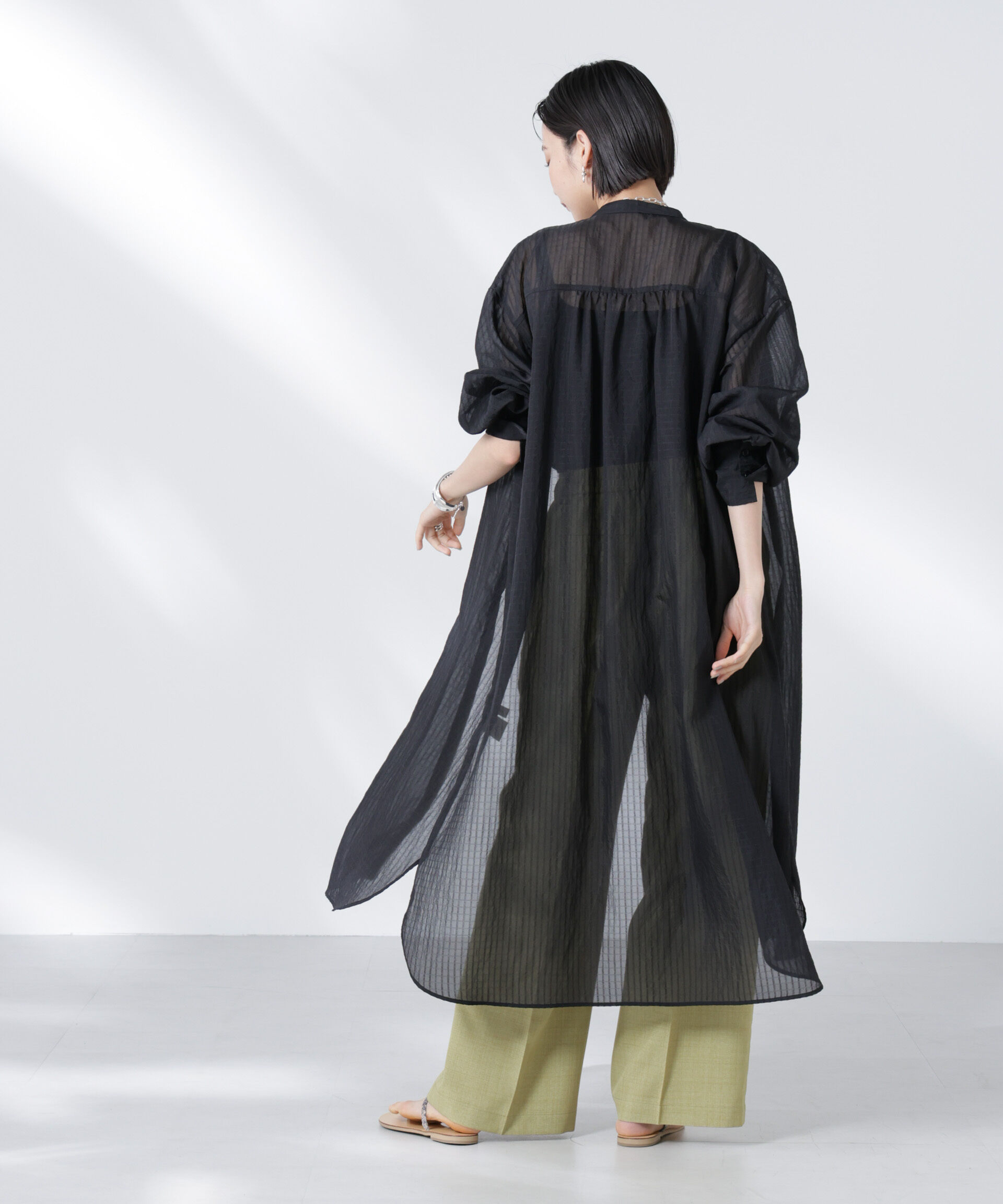 nano･universe「シアーストライプシャツワンピース」|ワンピース|