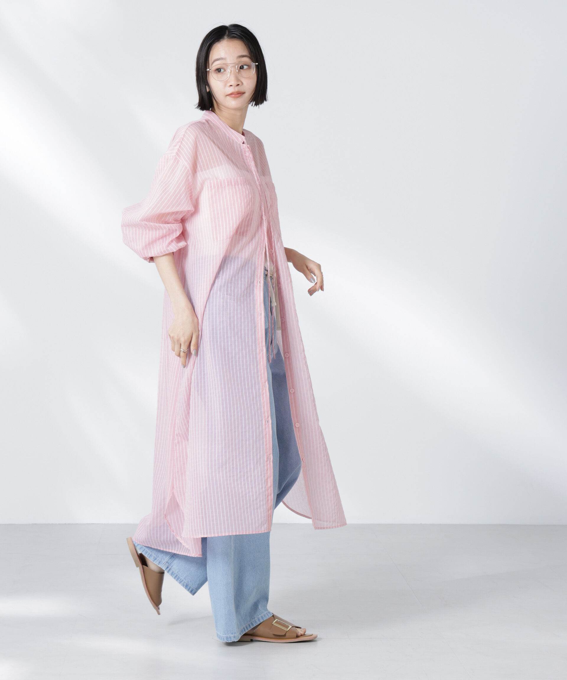 nano･universe「シアーストライプシャツワンピース」|ワンピース|