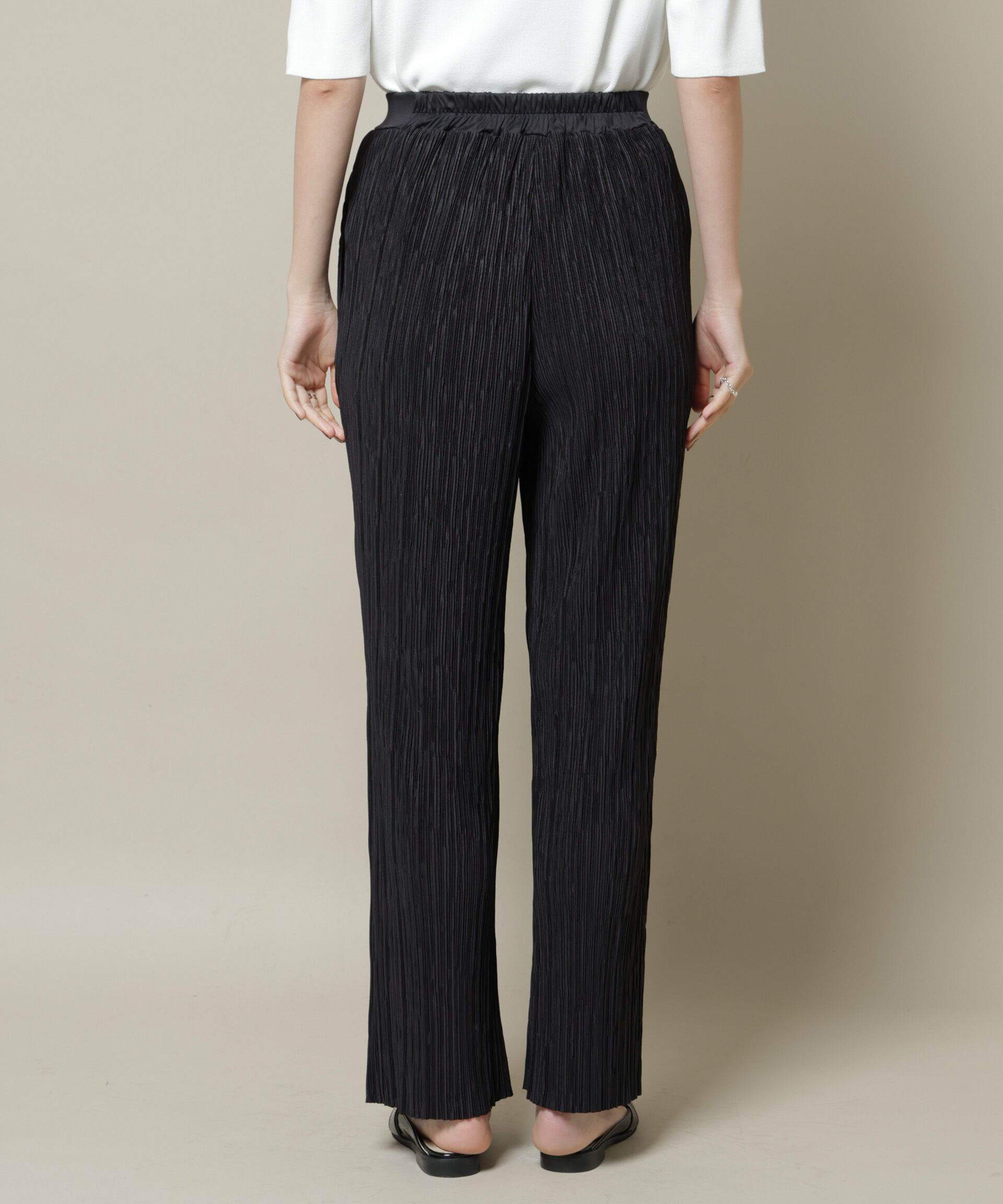 nano･universe「ランダムプリーツカットセミワイドパンツ(セットアップ可)」|チノ|