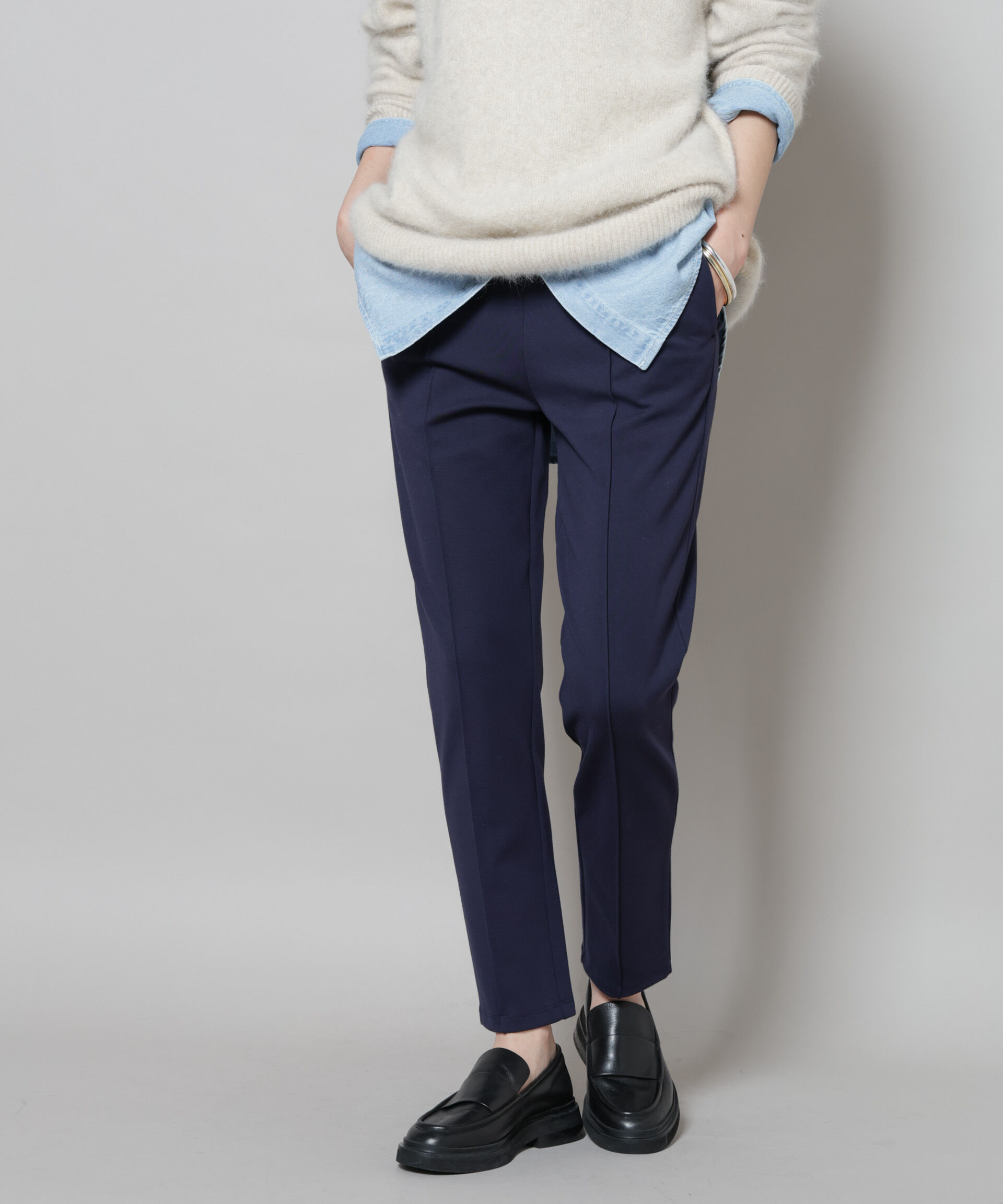 nano･universe「ピンタックポンチスリムパンツ」|チノ|