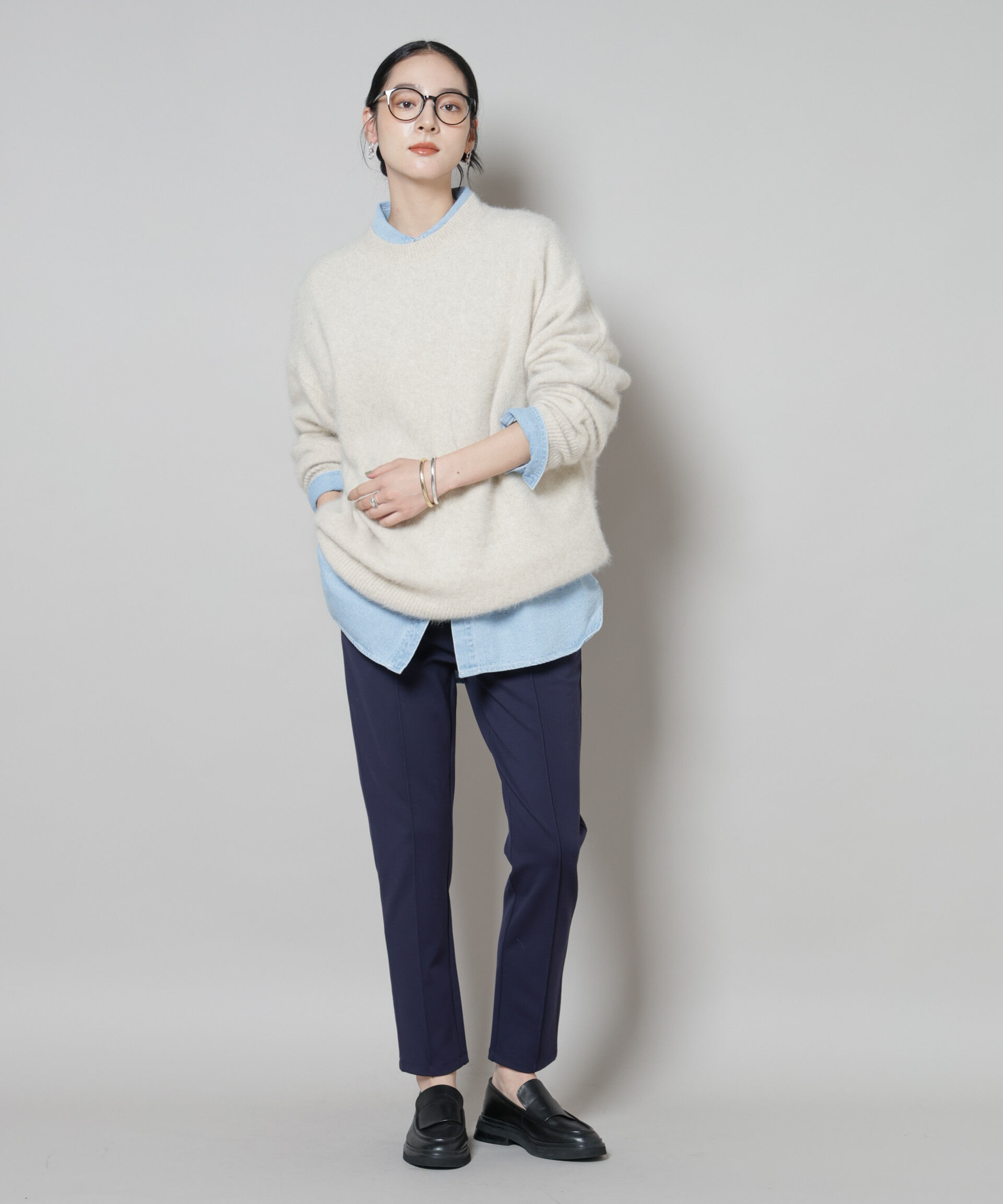 nano･universe「ピンタックポンチスリムパンツ」|チノ|