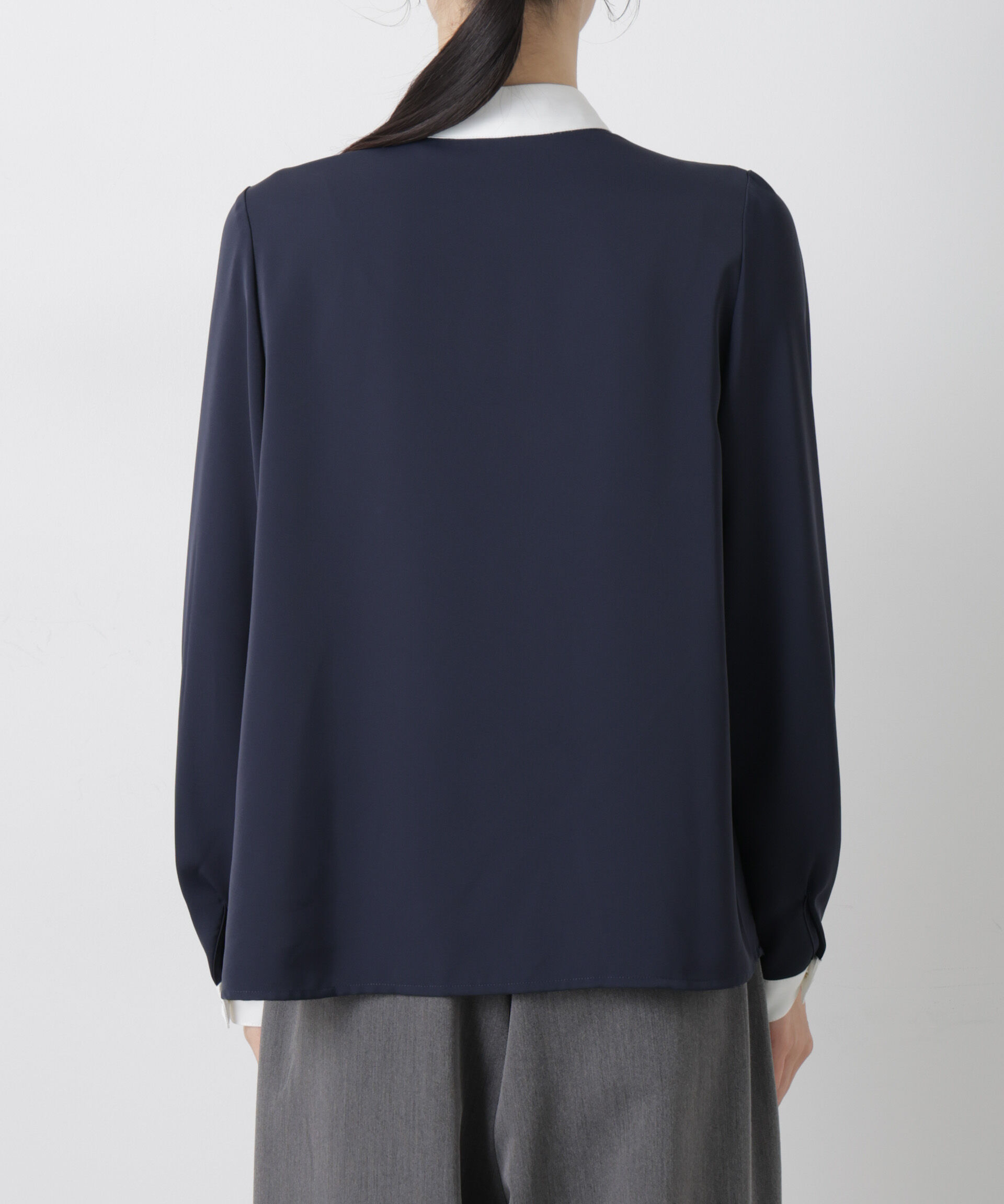 nano･universe「フロントタックバイカラーボータイブラウス」|シャツ・ブラウス|