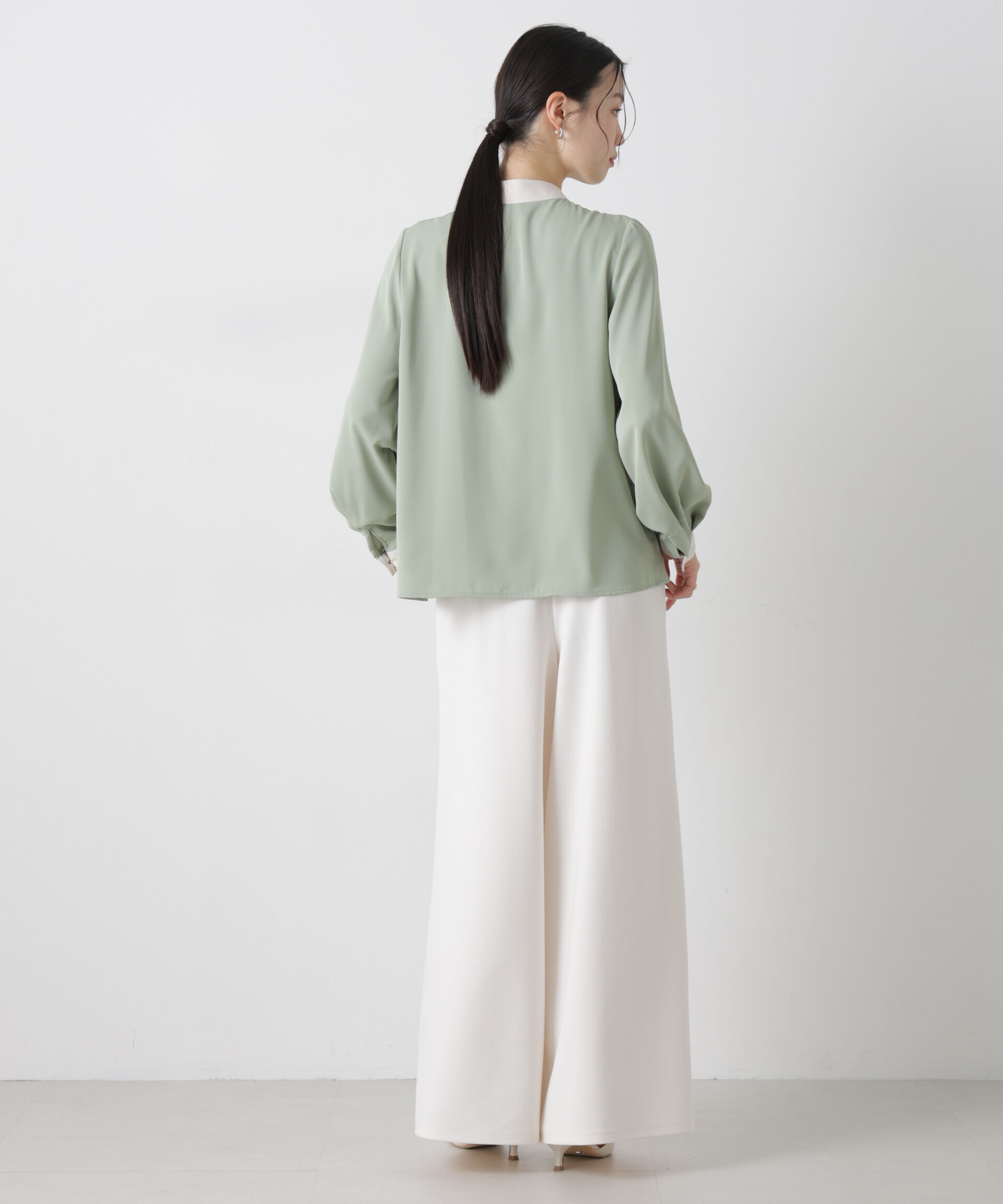 nano･universe「フロントタックバイカラーボータイブラウス」|シャツ・ブラウス|